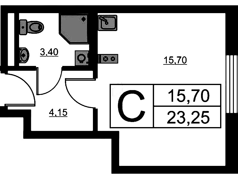 Квартира студия 23.25 м², 5/16 эт., ЖК «Avenue Apart Pulkovo»